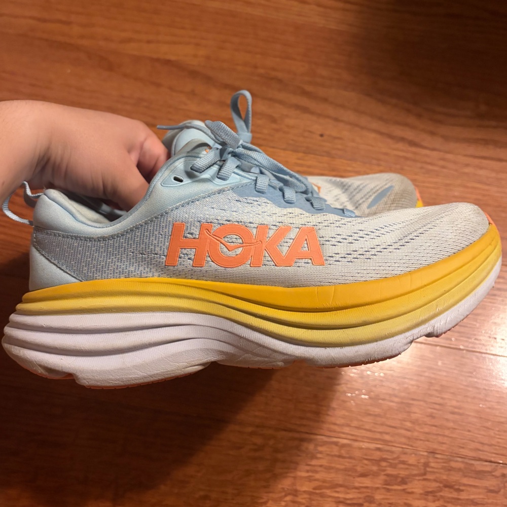 Hoka Women's Light Blue and Yellow Athletic Running Shoes - Picture 2 of 10